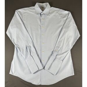 Brooks Brothers 1818 Shirt 16-35 Blue Check Egyptian Cotton Italy USA